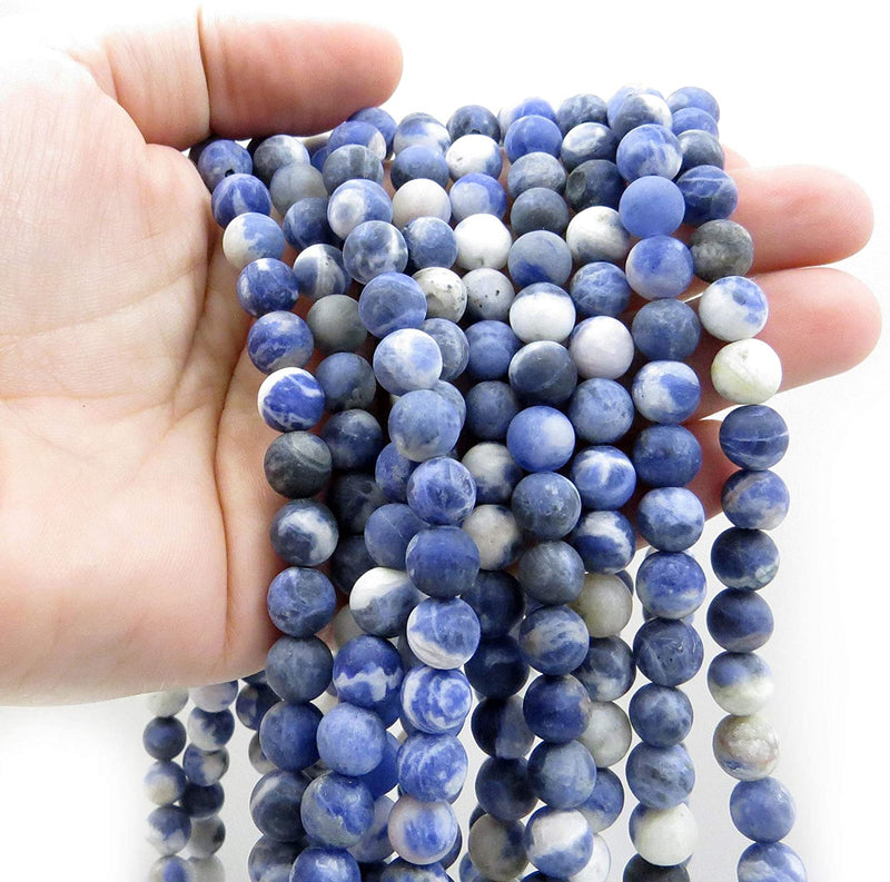 Sodalite Semi-precious Stone Matte, beads round 8mm, 45 beads/15" string (Sodalite 2 strings-90 beads)