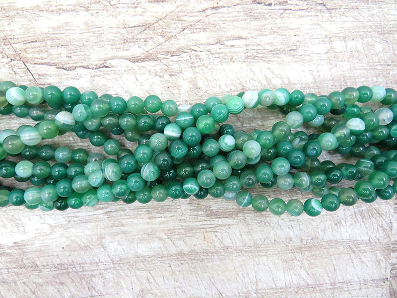 Green Lace Agate Semi-precious stones 6mm round, 60 beads/15" rope (Green Lace Agate 6mm 1 rope of 60 beads)