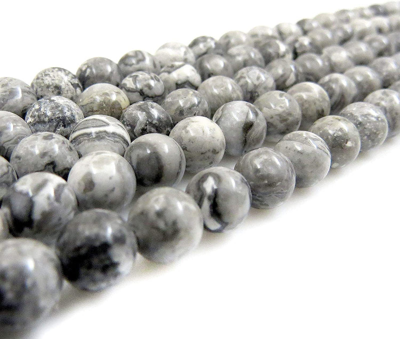 Jasper Mapstone Semi-precious stones 6mm round, 60 beads/15" rope (Jasper Mapstone 6mm 1 rope of 60 beads)