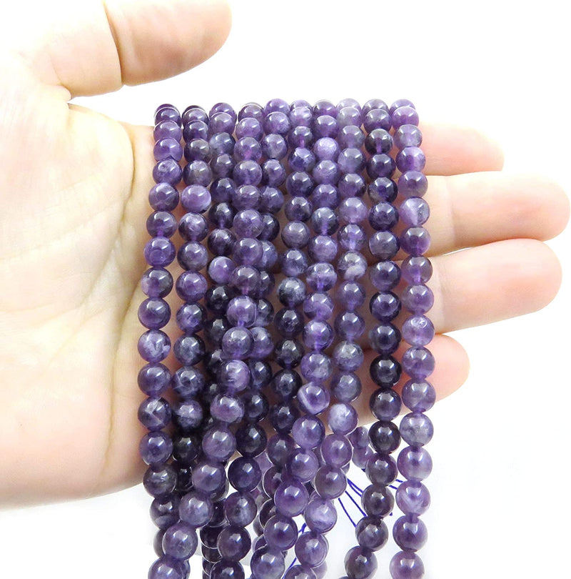 Amethyst Semi-precious stones 6mm round, 60 beads/15" string (Amethyst 6mm 1 string of 60 beads)