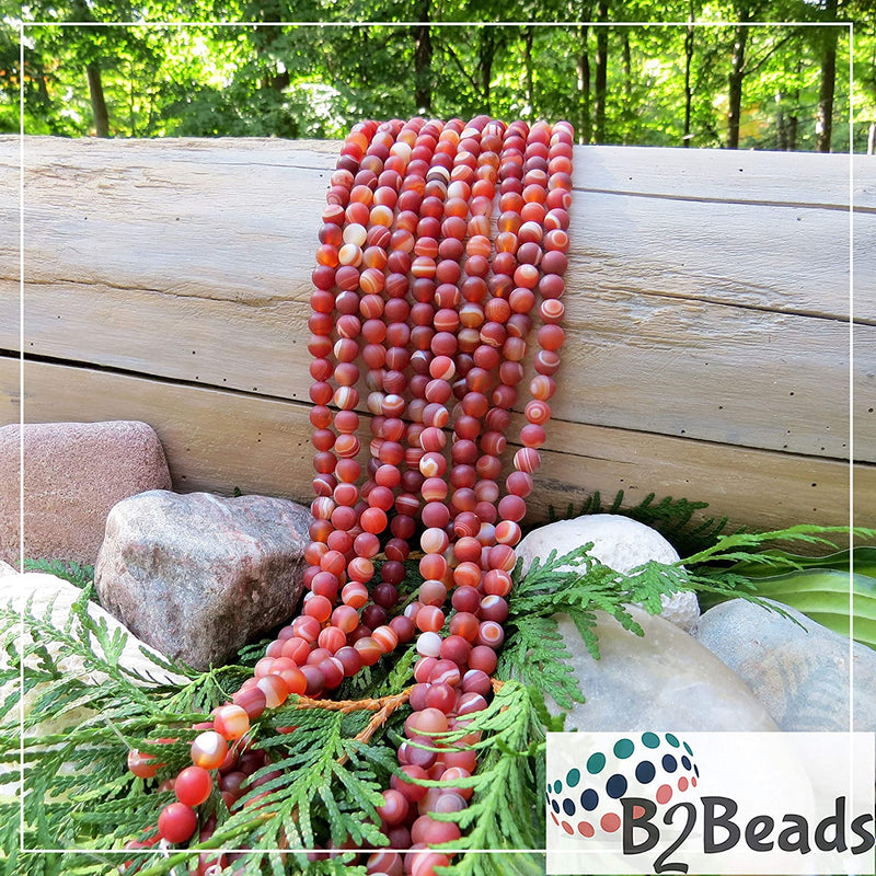 Red Lace Agate Semi-precious Stone Matte, beads round 8mm, 45 beads/15" cord (Red Lace Agate 1 cord-45 beads)