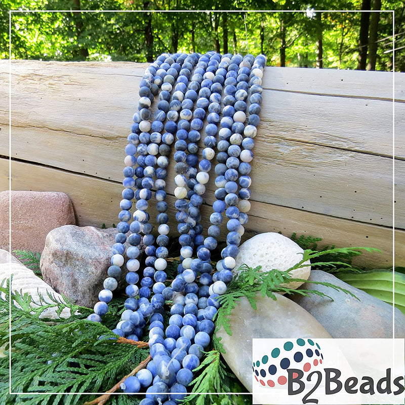 Sodalite Semi-precious Stone Matte, beads round 8mm, 45 beads/15" string (Sodalite 2 strings-90 beads)