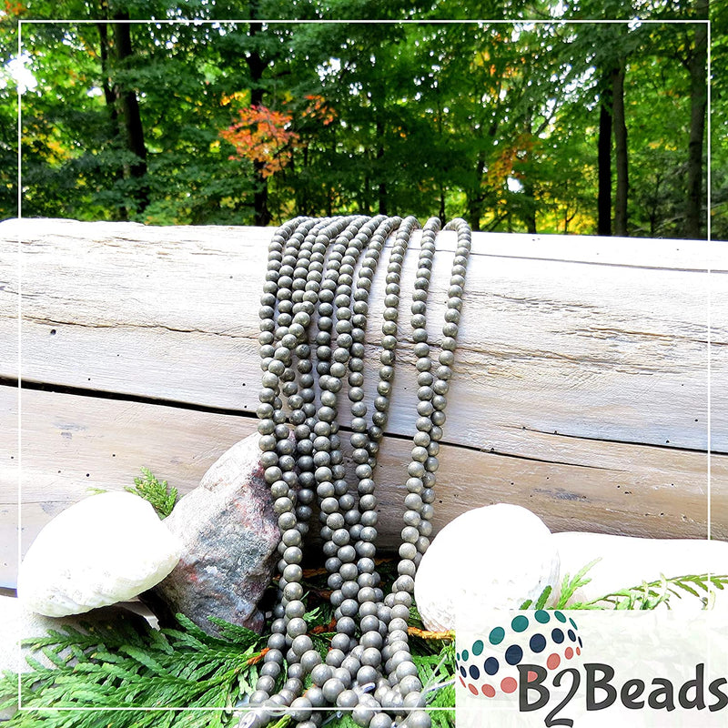 Pyrite Semi-precious stones 6mm round, 60 beads/15" string (Pyrite 6mm 1 string of 60 beads)